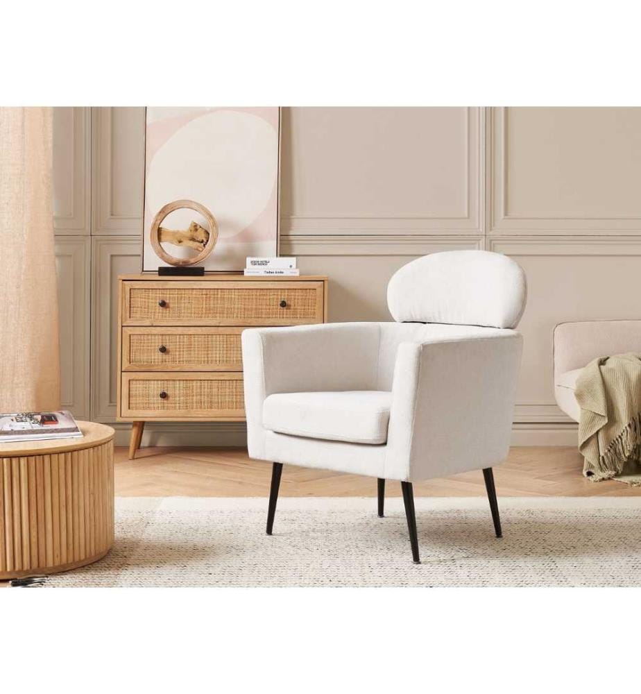Fauteuil SOBY Tissu Blanc cassé