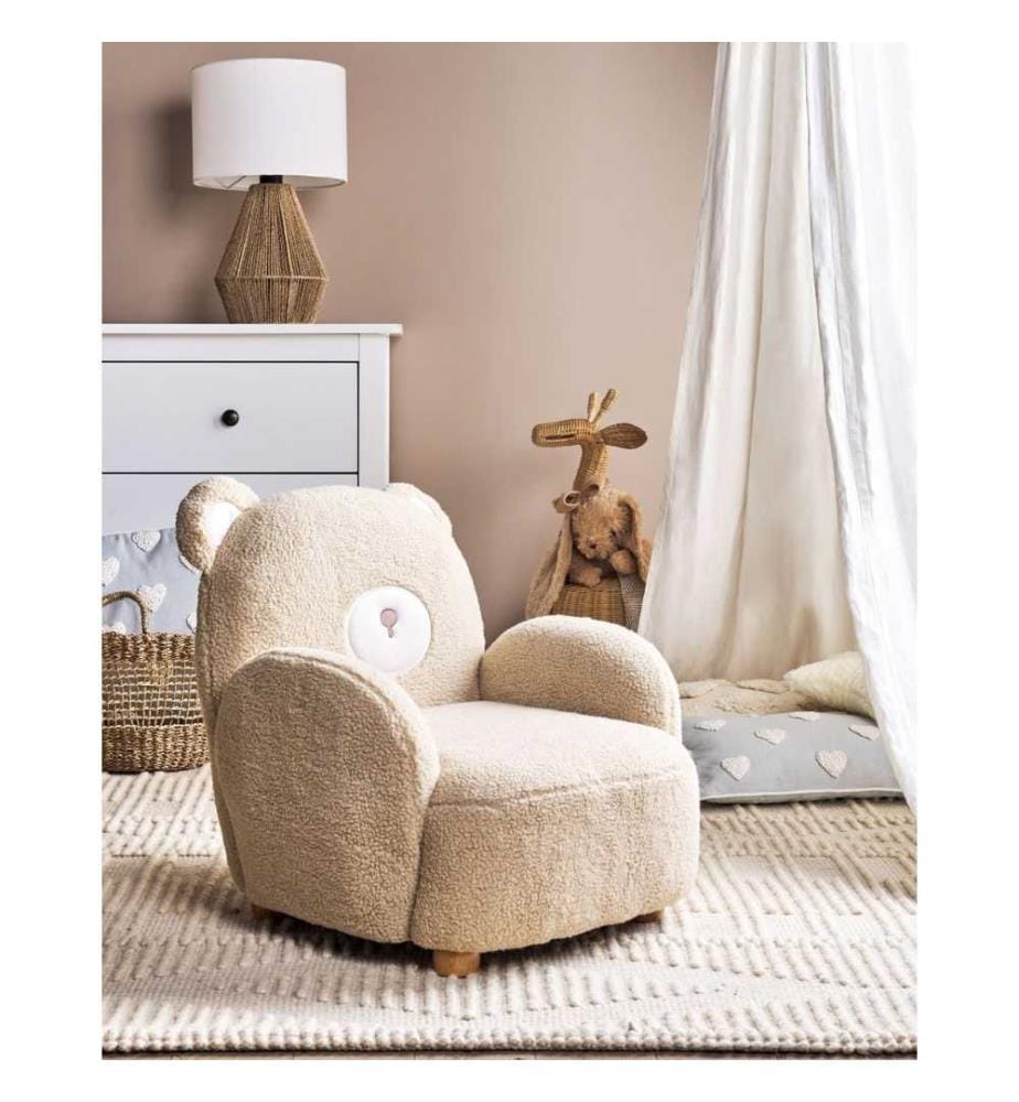 Fauteuil pour enfants Ours en peluche BOO Bouclé Beige