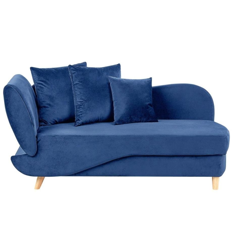 Chaise longue côté gauche MERI Velours Bleu marine avec rangement
