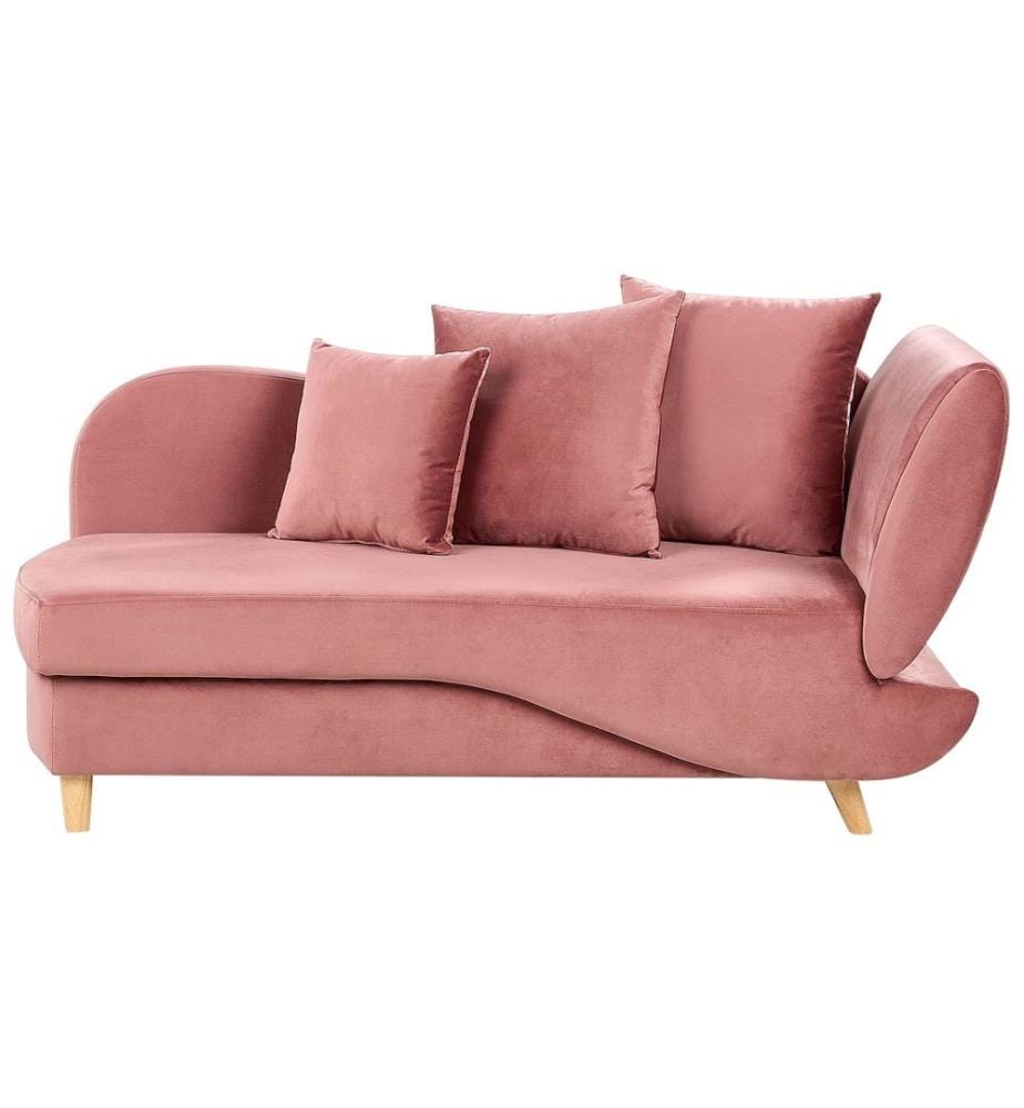 Chaise longue côté droit MERI Velours Rose avec rangement