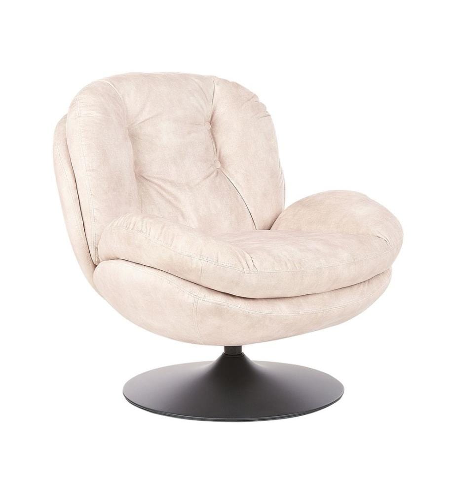 Fauteuil pivotant NOLVIK Velours Beige clair
