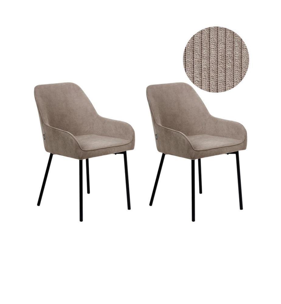 Lot de 2 chaises de salle à manger LOVERNA Velours côtelé Beige