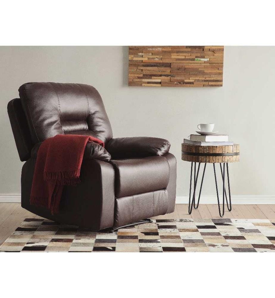 Fauteuil inclinable BERGEN Repose-pieds inclus Cuir PU Marron