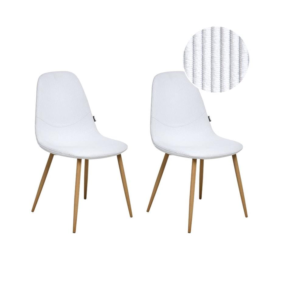 Lot de 2 chaises de salle à manger HILDEN Velours côtelé Blanc