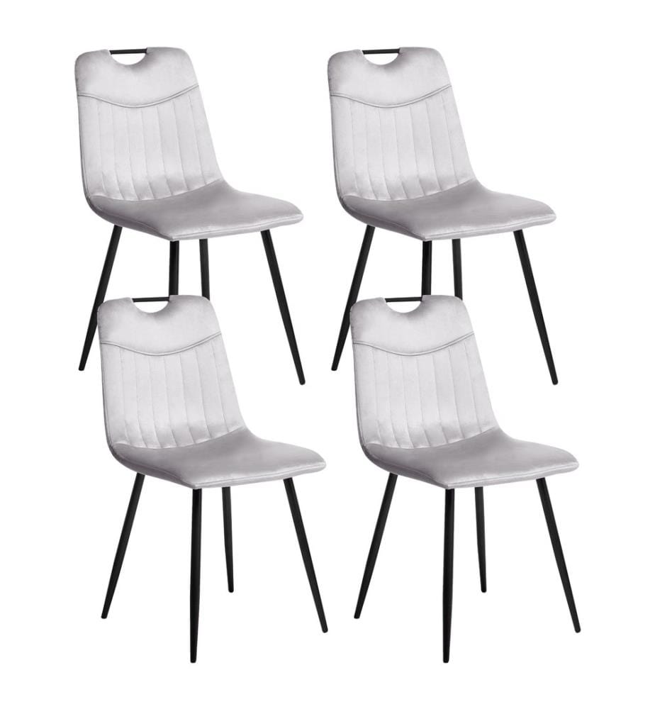 Lot de 4 chaises de salle à manger ARGYLE Velours Gris clair