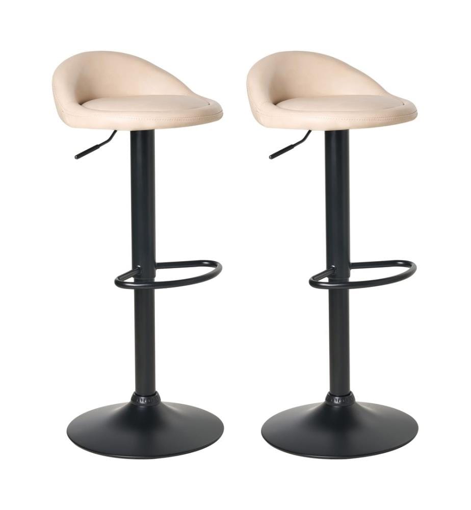 Lot de 2 tabourets de bar MEEDER Cuir PU Beige clair