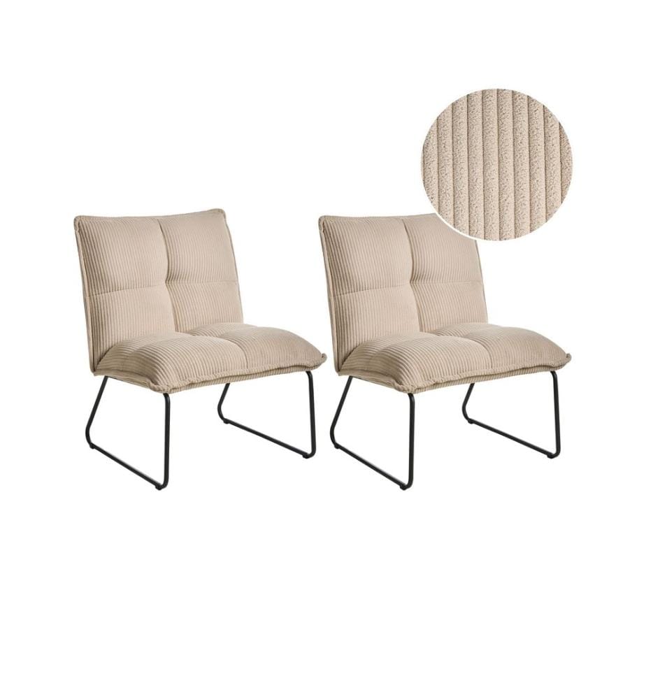 Lot de 2 fauteuils BJASTA Velours côtelé Beige