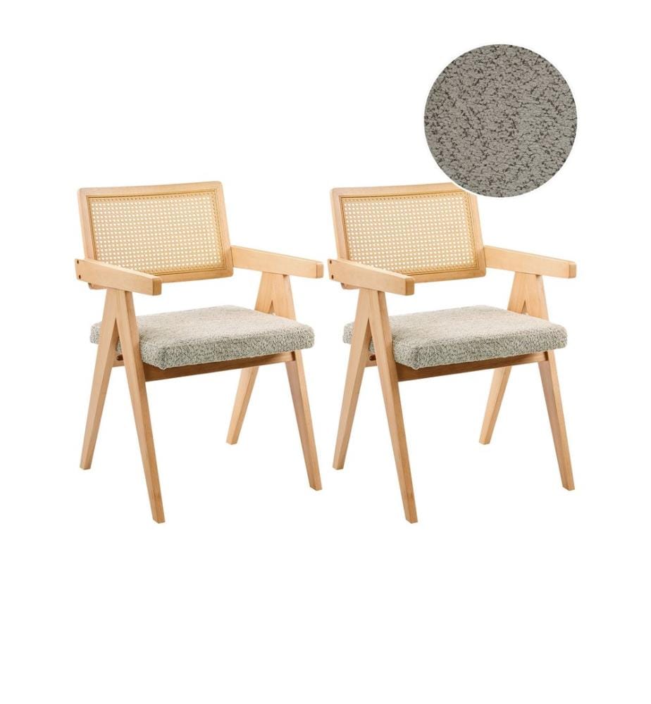 Lot de 2 chaises de salle à manger AVA Bois Marron clair/taupe