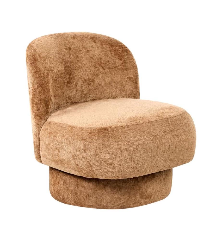 Fauteuil pivotant AYLO Tissu chenille Marron doré