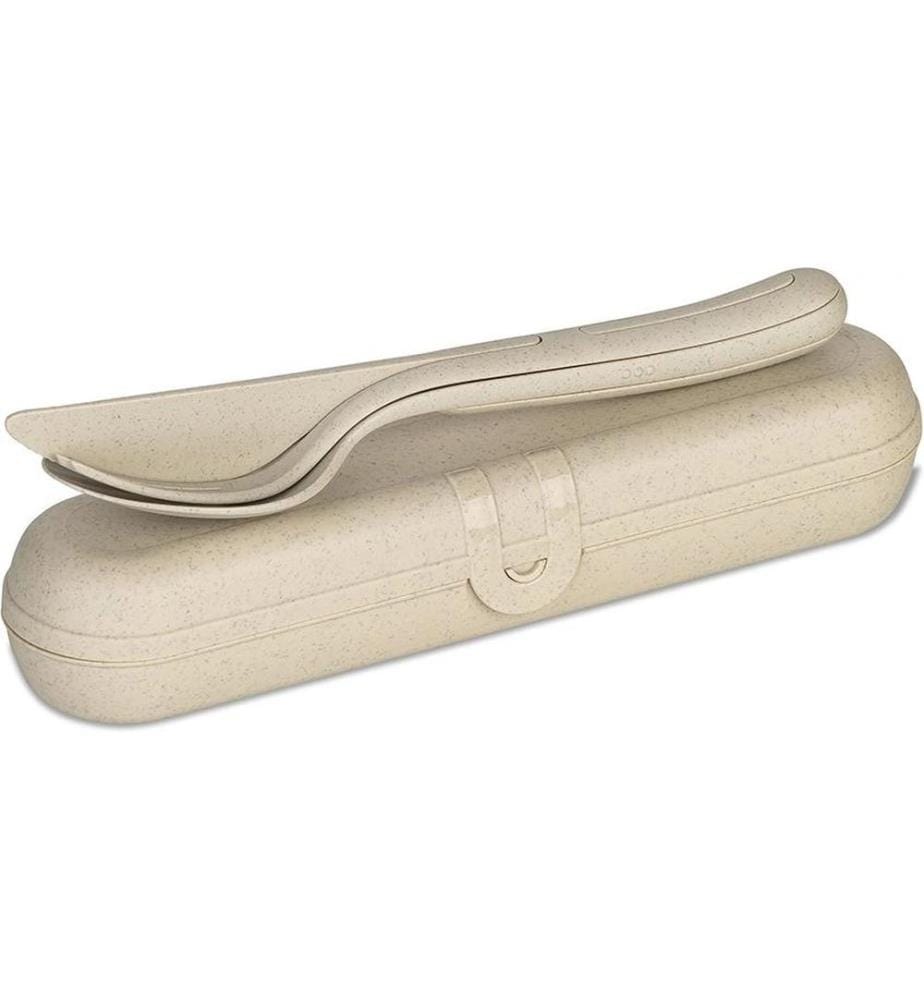 KOZIOL - Couverts à emporter Klikk Ready 3 pièces, Jaune/Sabler