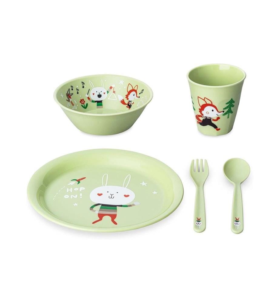 KOZIOL - Service de table pour enfants HOP ON AT HOME pistachio, set de 4