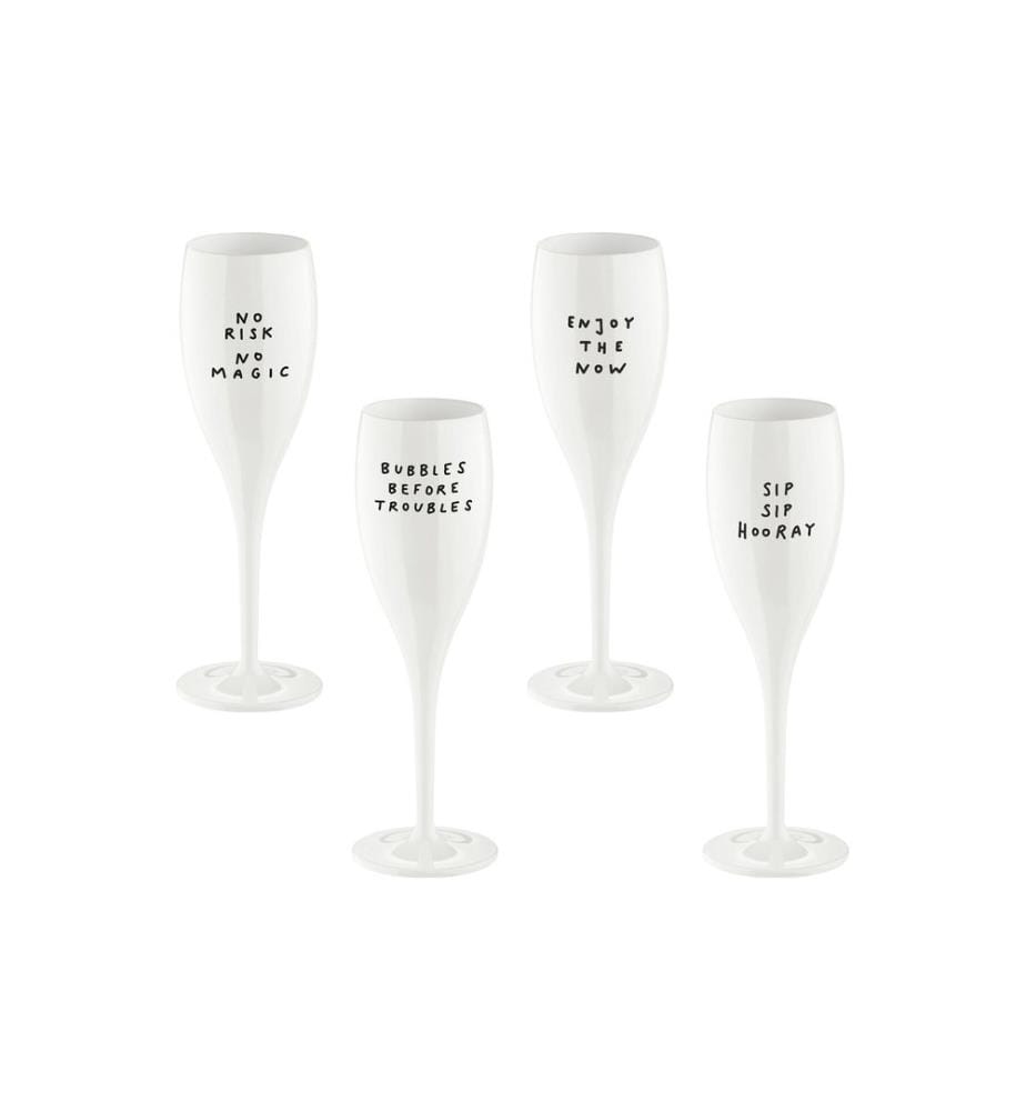KOZIOL - Verre à champagne Say It In Style 100 ml, 4 Pièce/s, Blanc