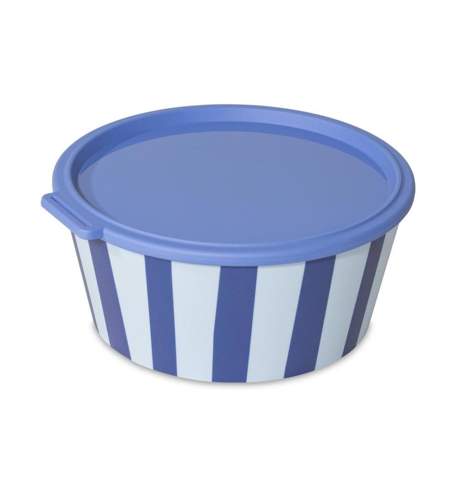 KOZIOL - Coupe Nora Stripes mit Deckel 1 Pièce/s, Bleu/Blanc