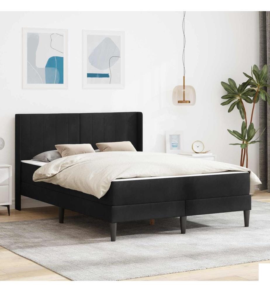 Cadre de lit avec matelas Noir 140 x 190 cm Velours