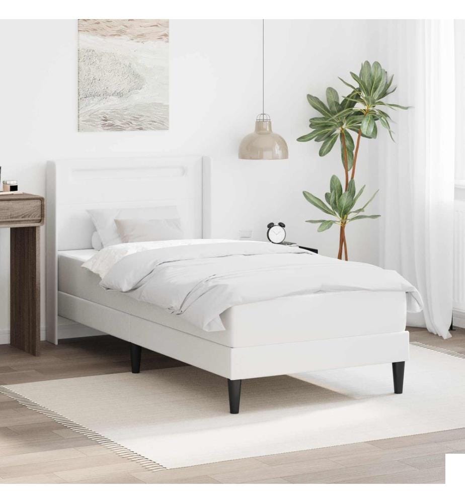 Cadre de lit avec matelas Blanc 100 x 200 cm Simili cuir