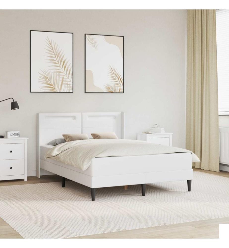 Cadre de lit avec matelas Blanc 120 x 190 cm Simili cuir