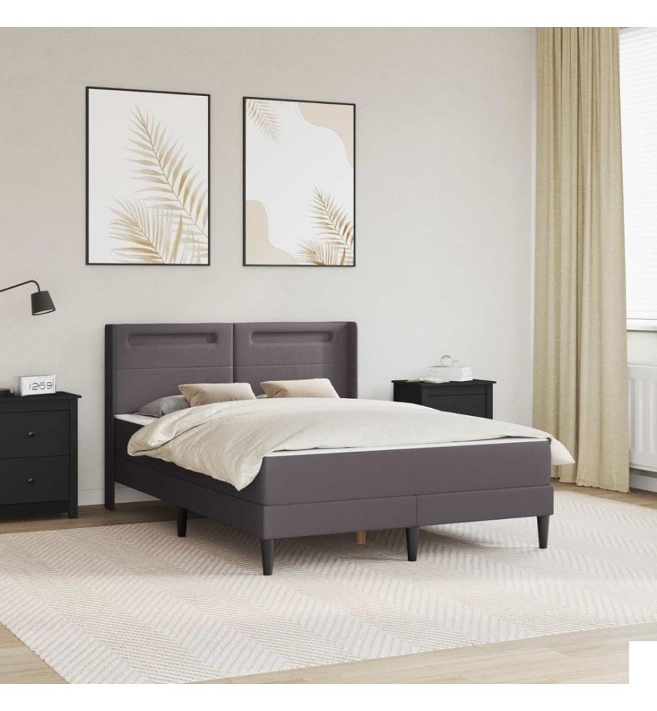 Cadre de lit avec matelas Gris 160 x 200 cm Simili cuir