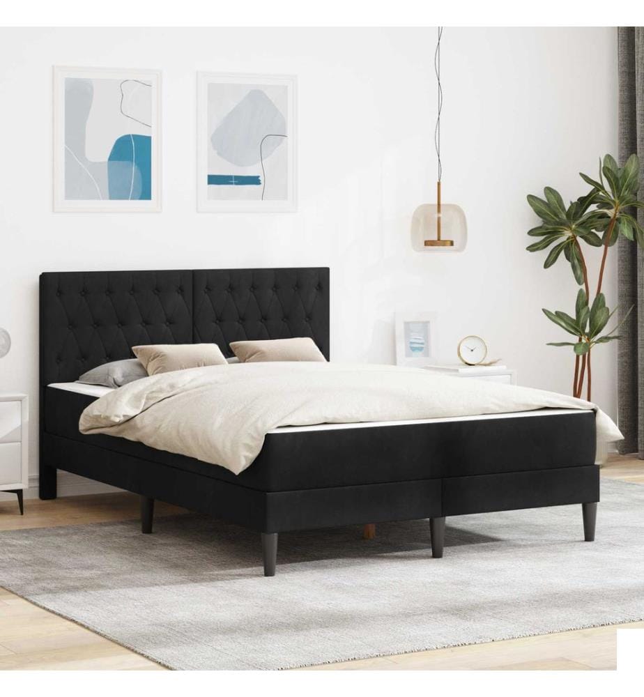 Cadre de lit avec matelas Noir Noir 120 x 190 cm Velours