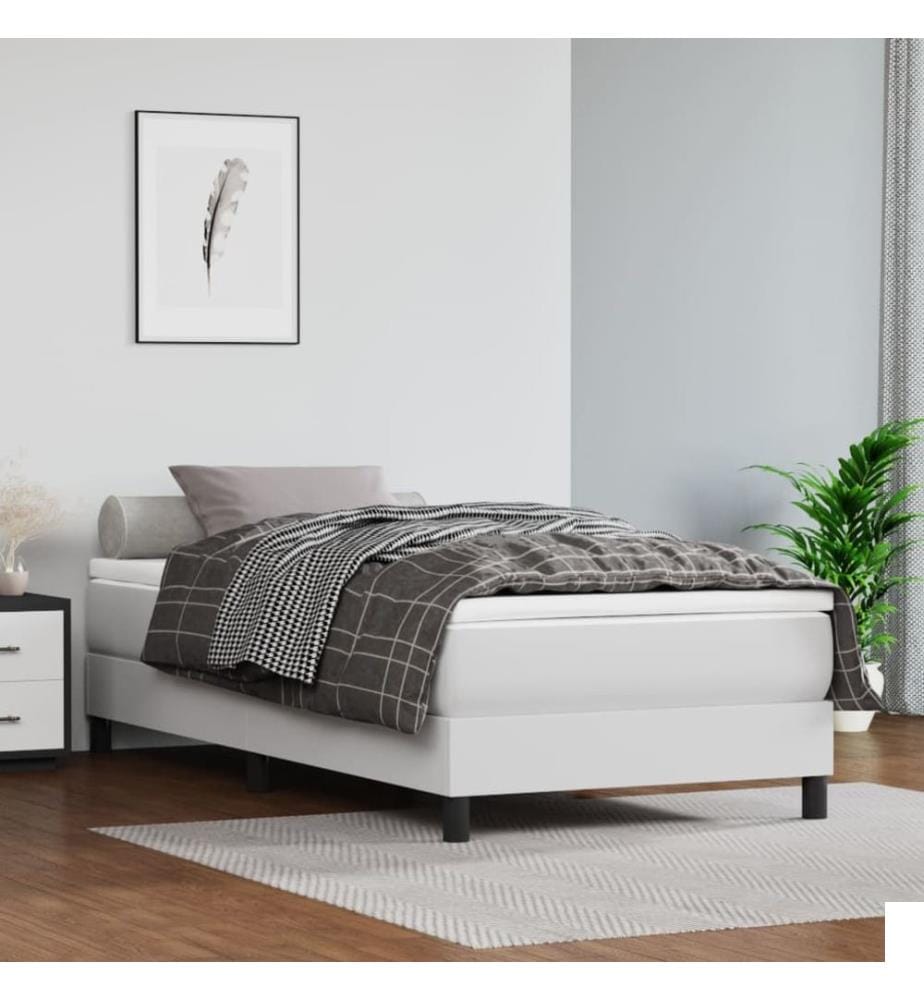Matelas de lit à ressorts ensachés fermeté moyenne Blanc 90x190x20cm Similicuir