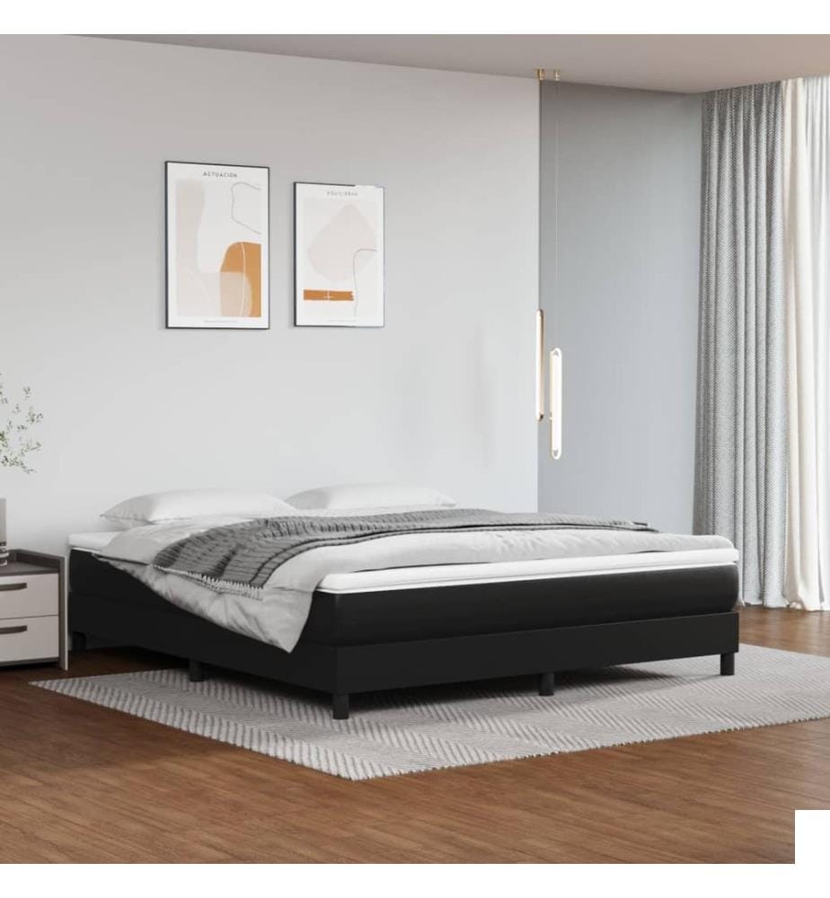 Matelas de lit à ressorts ensachés fermeté moyenne Noir 160x200x20cm Similicuir