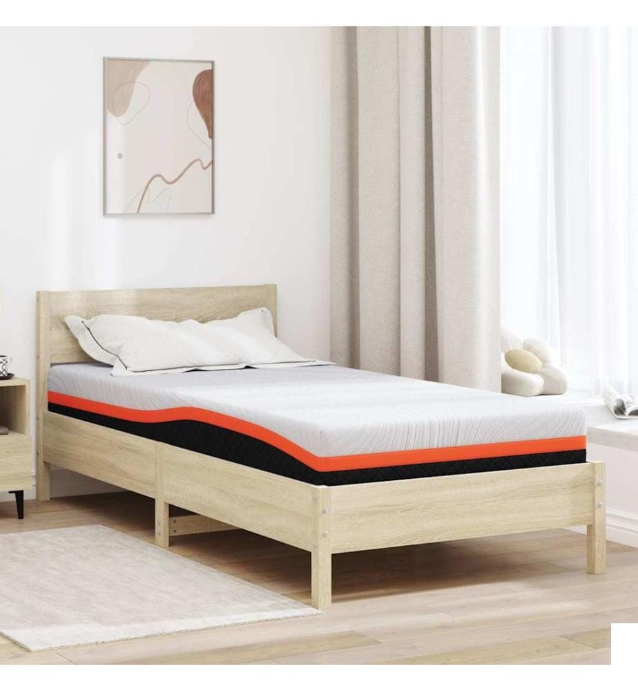 Matelas Blanc et Noir 90 x 200 cm Tissu jacquard