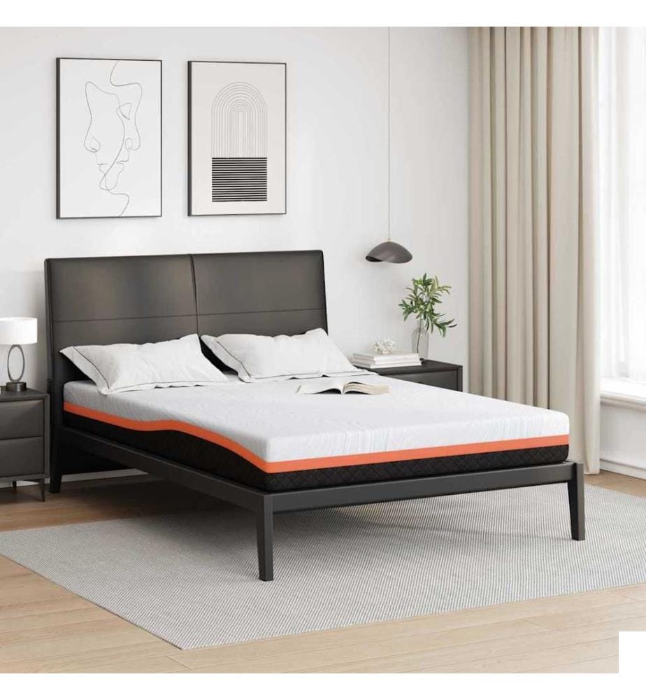 Matelas Blanc et Noir 140 x 200 cm Tissu jacquard