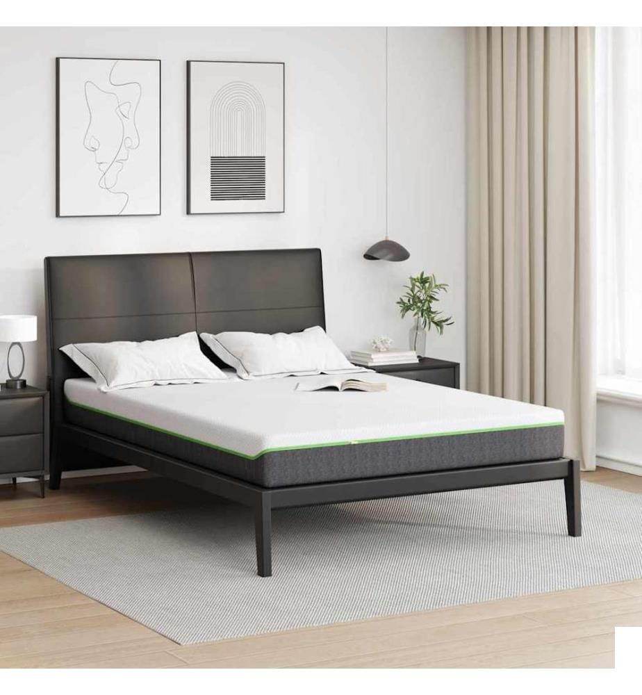 Matelas Blanc et Gris 140 x 190 cm Tissu jacquard