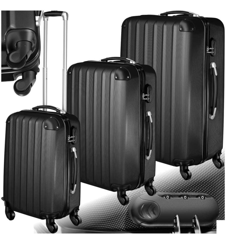 Set de 3 Valises Trolley Rigides - ABS - noir