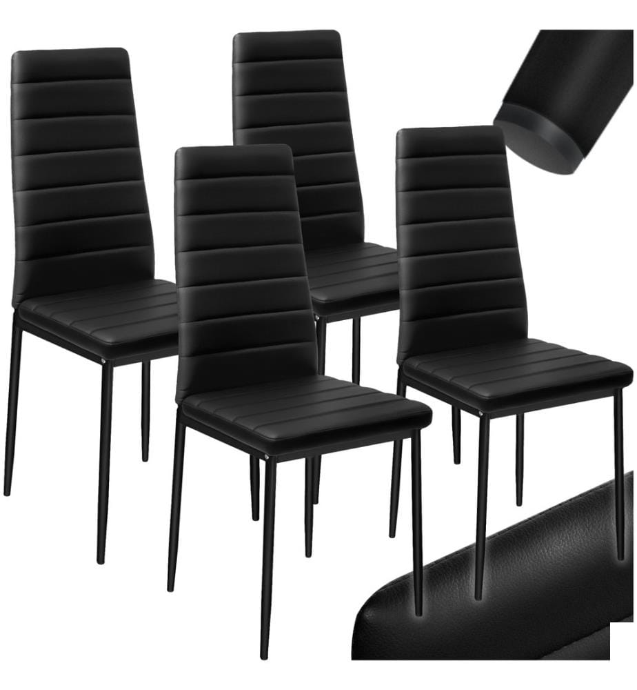 Lot de chaises avec surpiqûre - noir, Lot de 4