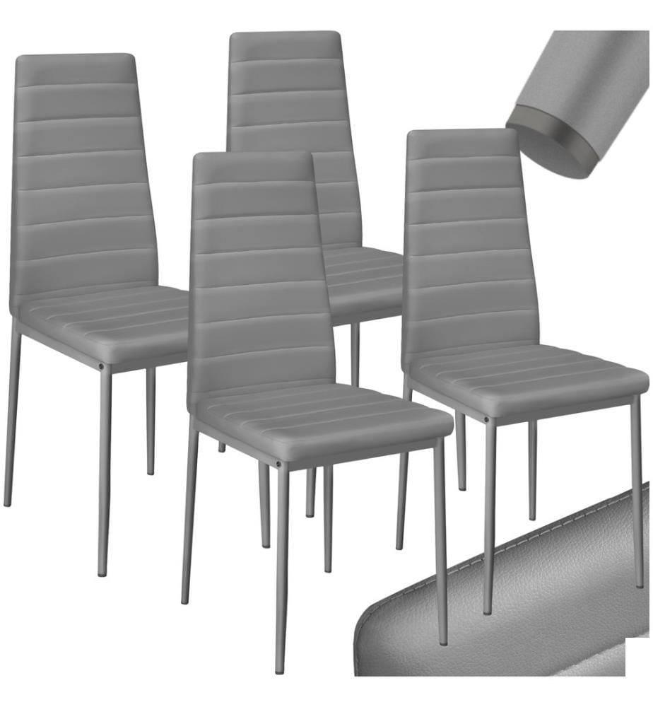 Lot de chaises avec surpiqûre - gris, Lot de 4