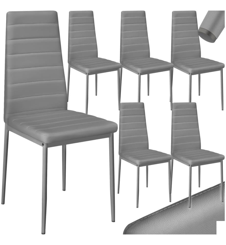 Lot de chaises avec surpiqûre - gris, Lot de 6