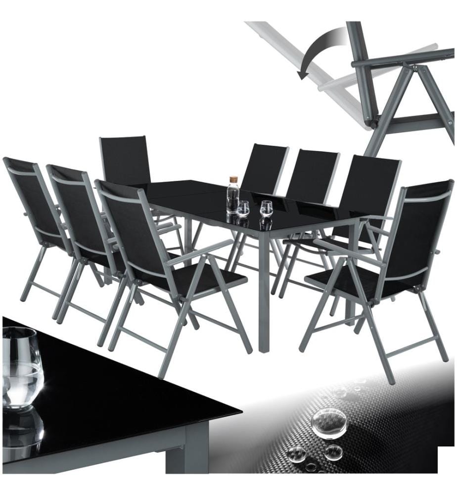 Salon de jardin aluminium 8 places - gris anthracite