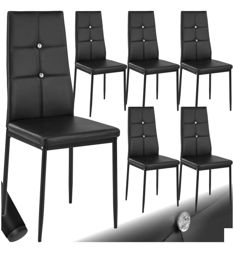Lot de chaises avec strass - noir, Lot de 6