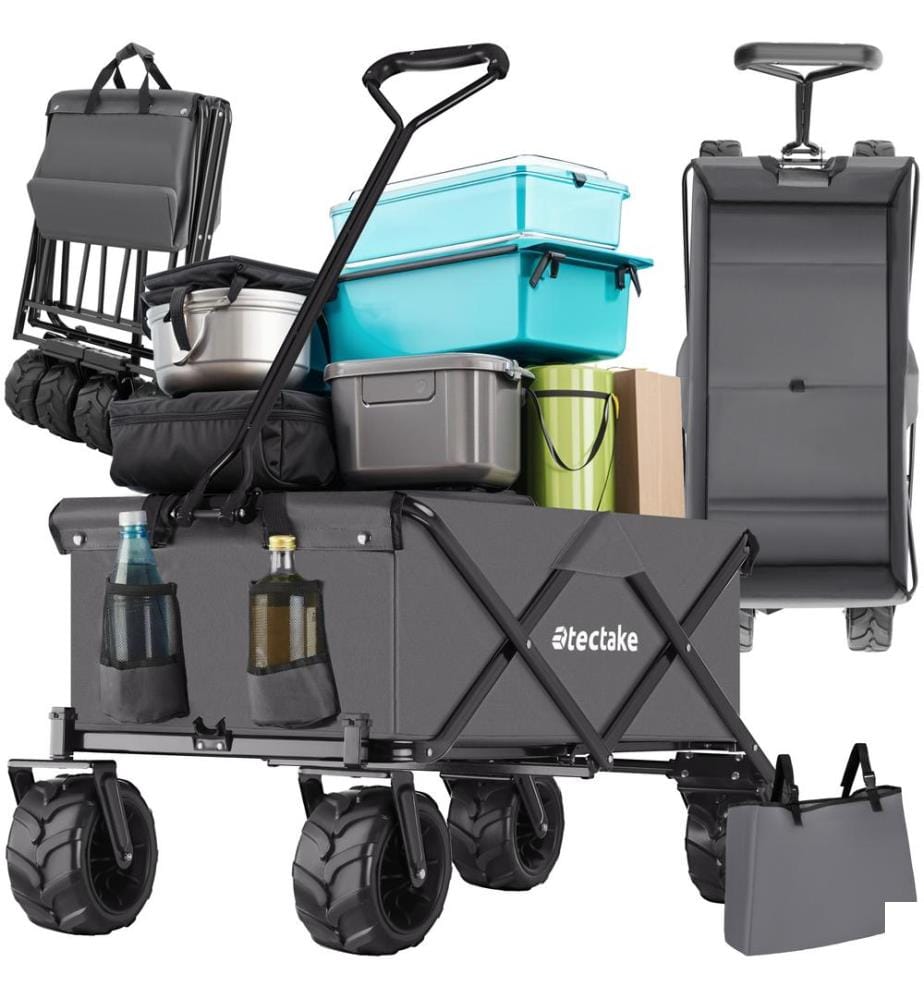 Chariot de jardin pliable 80 kg tout-terrain capacité de charge 80kg - gris