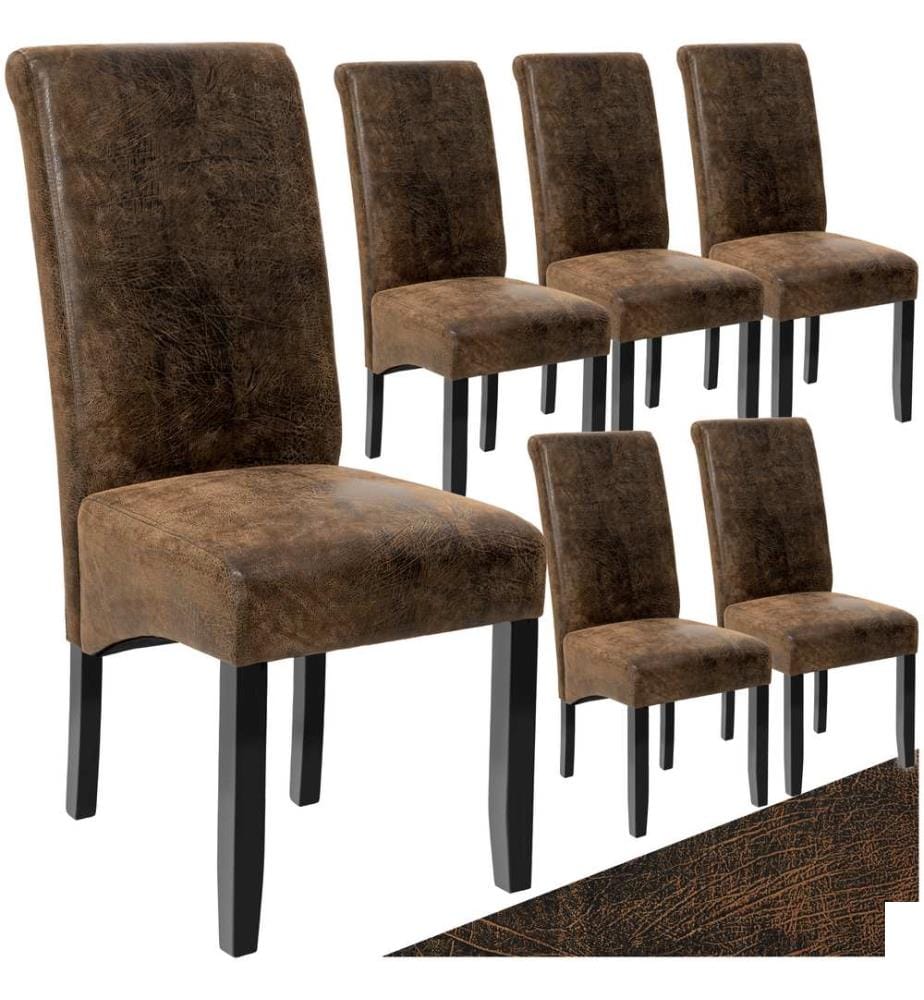 Chaise aspect cuir - marron antique, Lot de 6