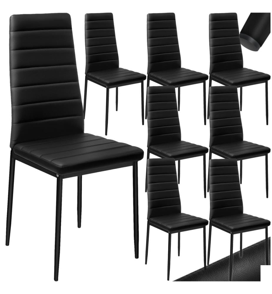 Lot de chaises avec surpiqûre - noir, Lot de 8