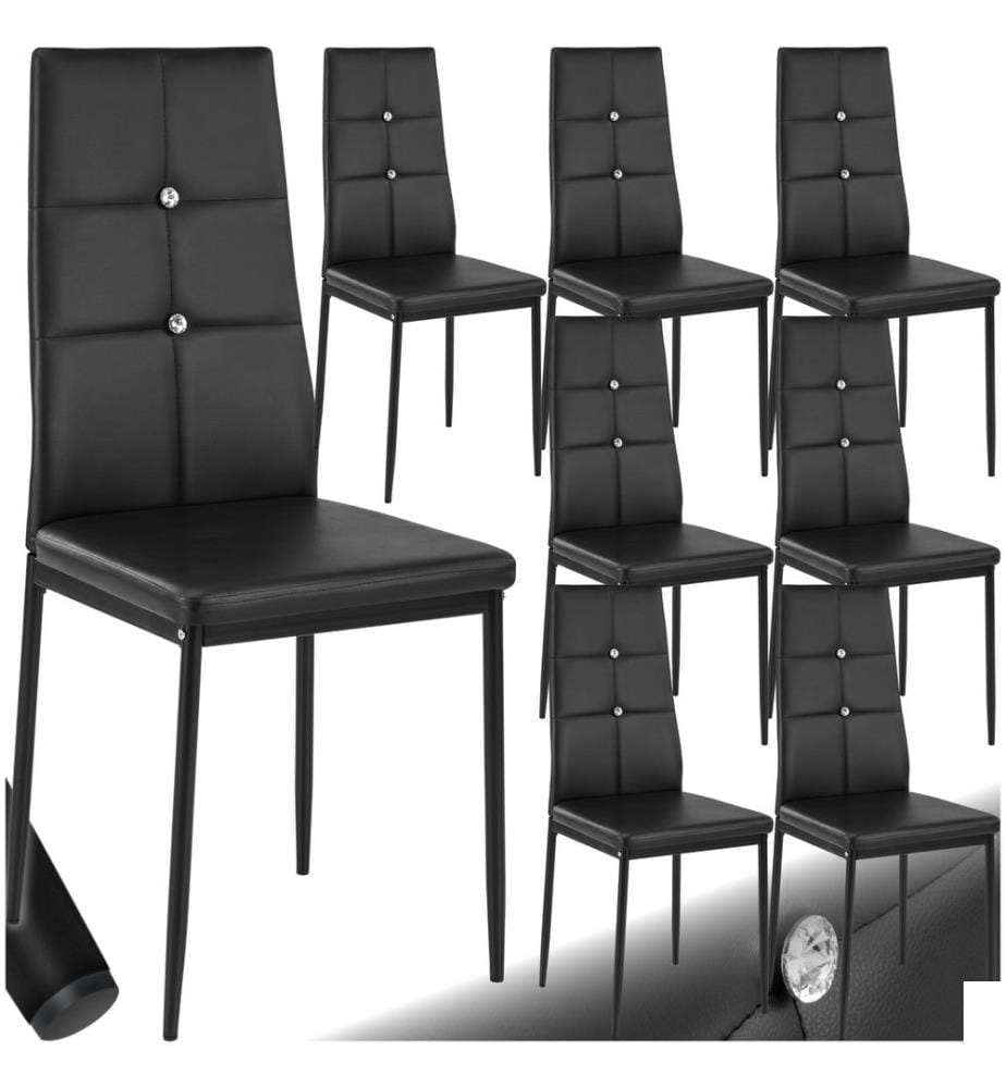 Lot de chaises avec strass - noir, Lot de 8