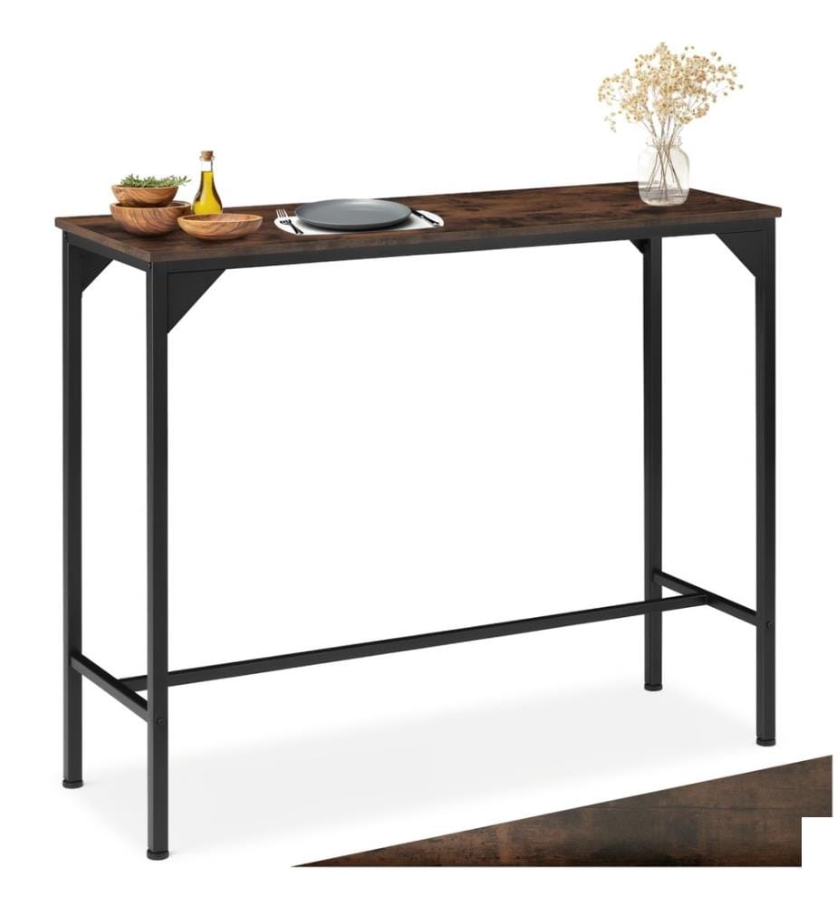Table de bar industrielle Kerry 120x40x100,5 cm - Bois foncé industriel, rustique