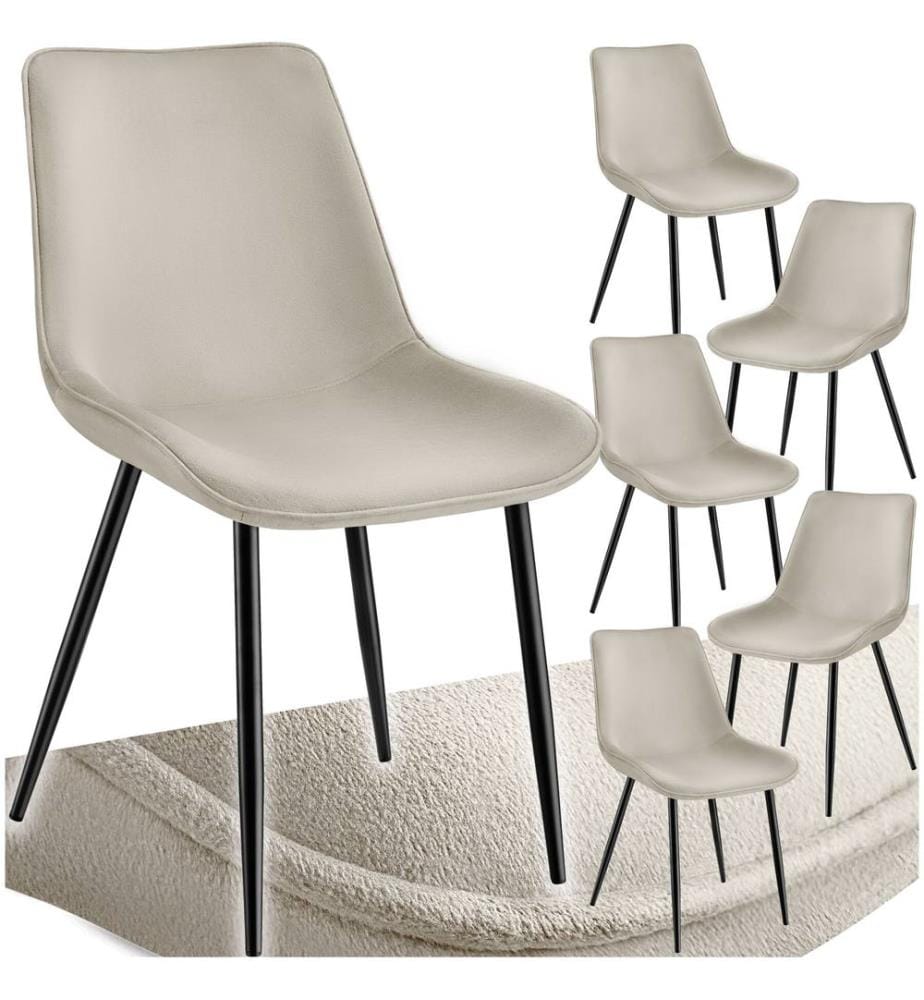 Lot de chaises de salle à manger Monroe aspect velours - crème, Lot de 6