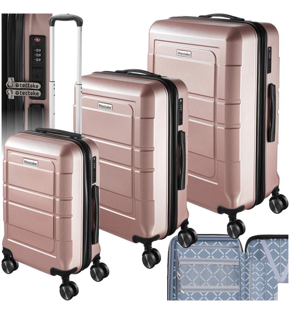 Set de valises rigides BRICE 3 pièces avec serrure à code - or rose
