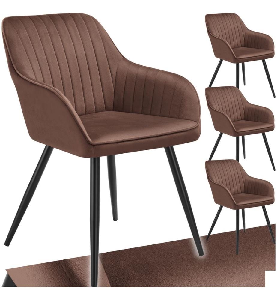 Chaise MARILYN en velours - brun-noir, Lot de 4
