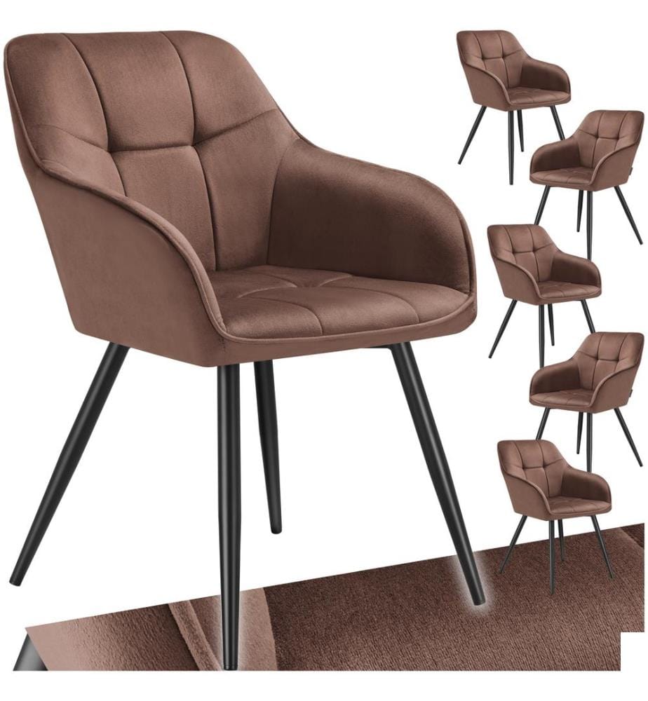 Chaise MARILYN en velours - brun-noir, Lot de 6