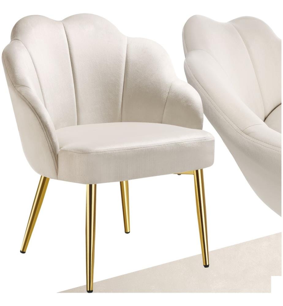 Fauteuil cocktail HELLEN rembourré avec revêtement en velours - crèmeor, par pièce