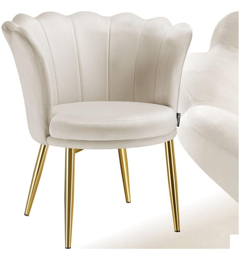 Fauteuil STELLA 67 x 64 x 76 cm - Aspect velours crèmeor
