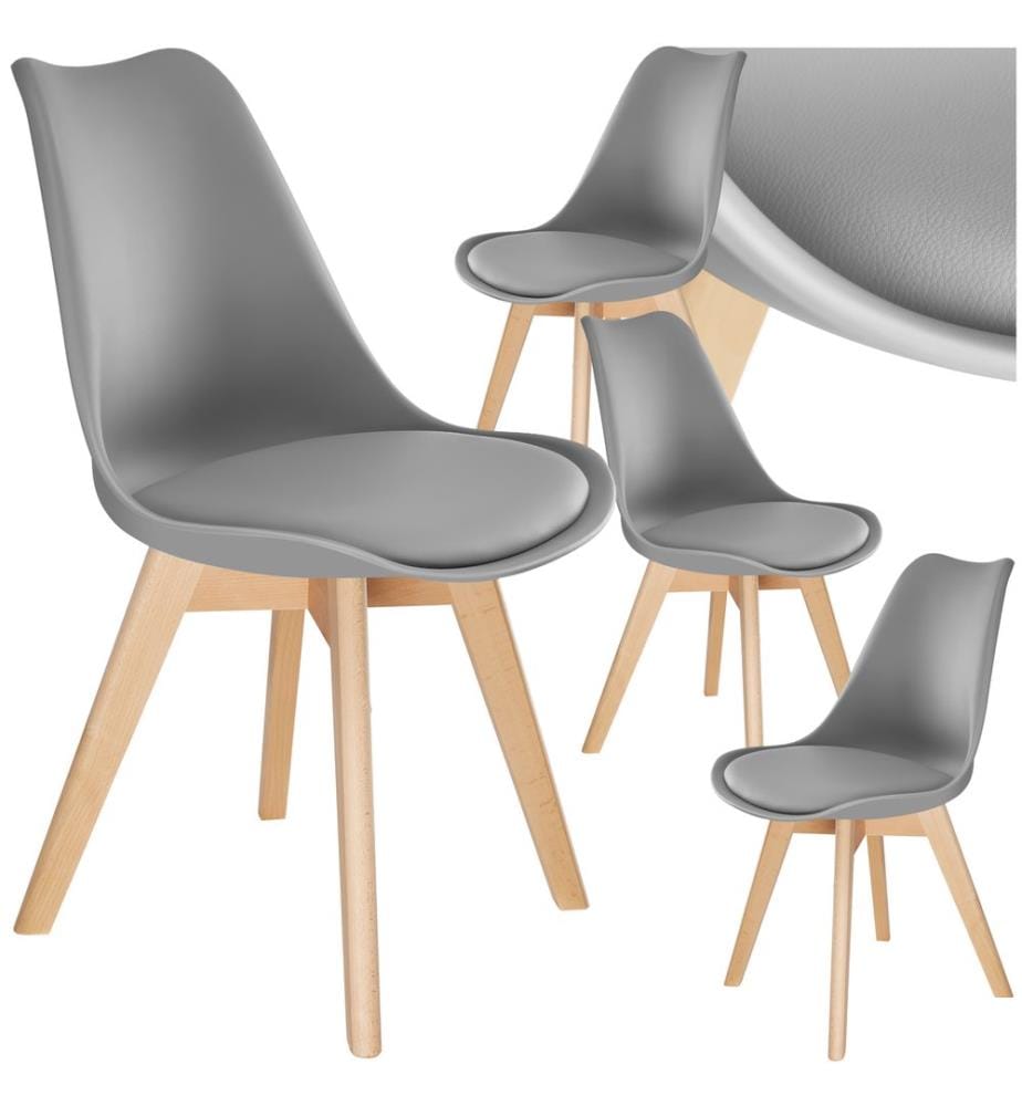 Chaises de salle à manger FRÉDÉRIQUE style scandinave - gris, Lot de 4