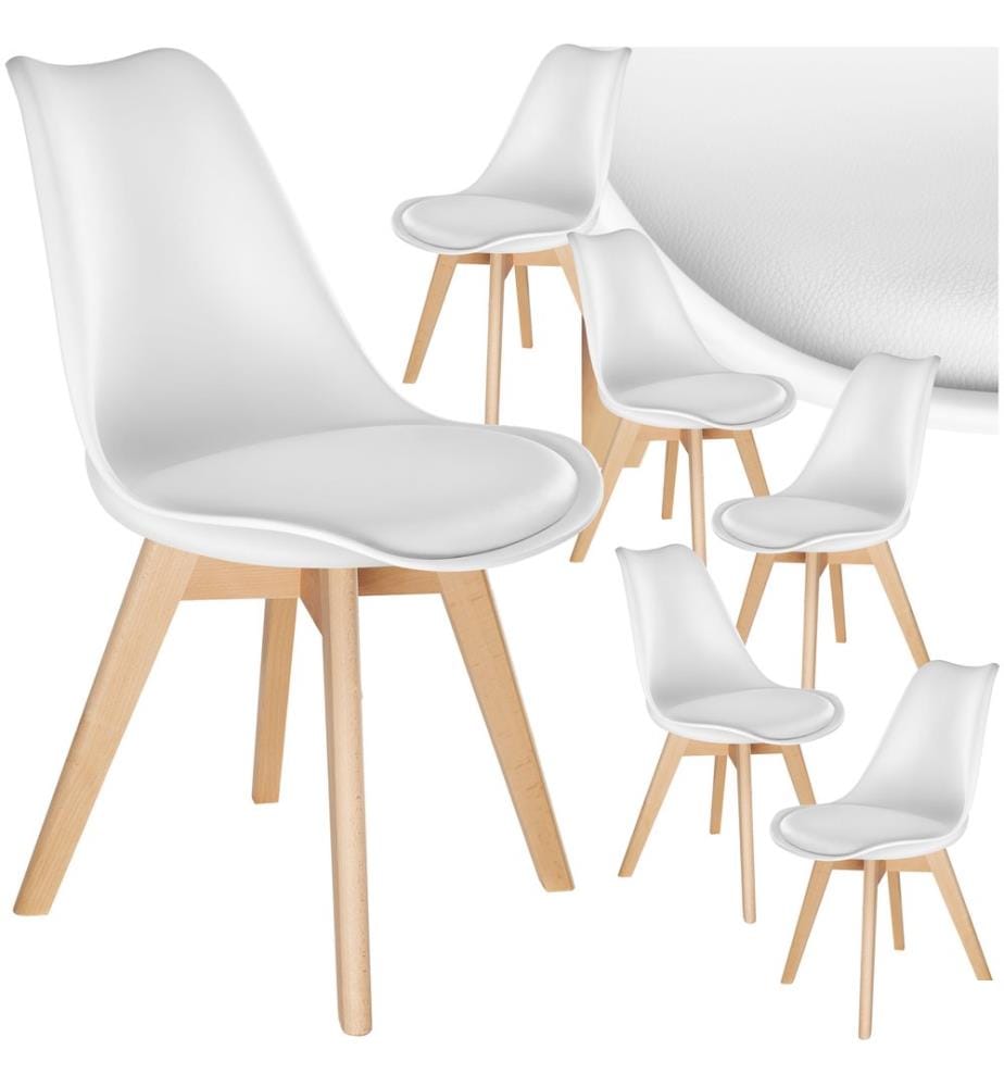 Chaises de salle à manger FRÉDÉRIQUE style scandinave - blanc, Lot de 6