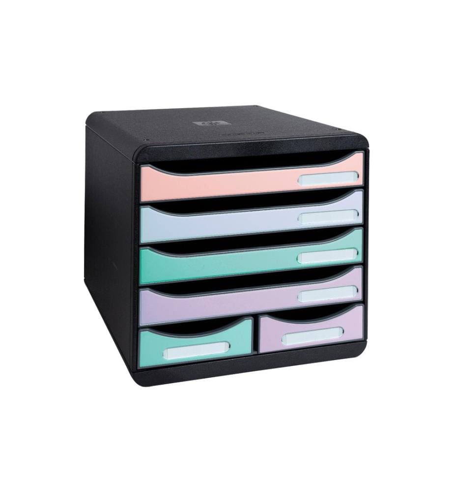 Exacompta Boîte à tiroirs Big-Box Maxi 6 tiroirs, Multicolore Aquarelle