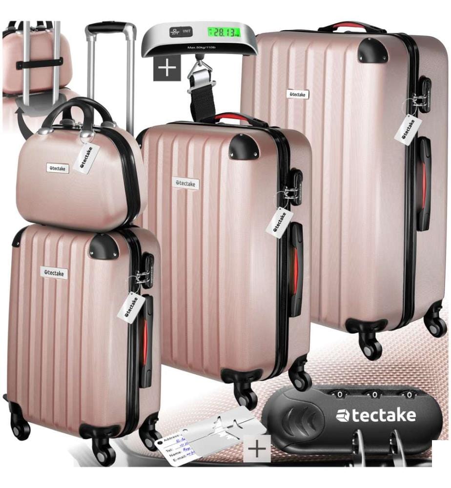 Set de valises rigides Cleo 4 pièces avec pèse-valise - or rose