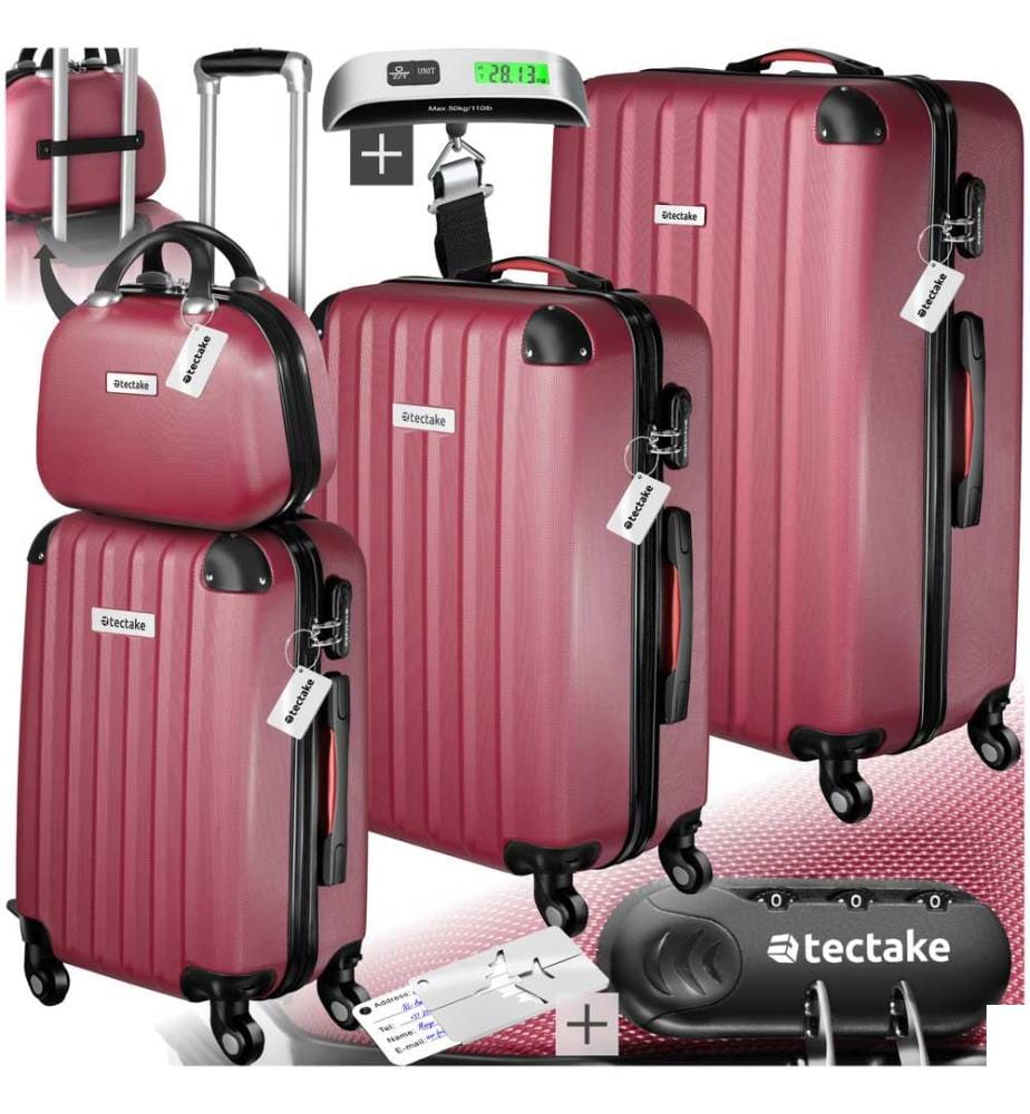 Set de valises rigides Cleo 4 pièces avec pèse-valise - rouge bordeaux