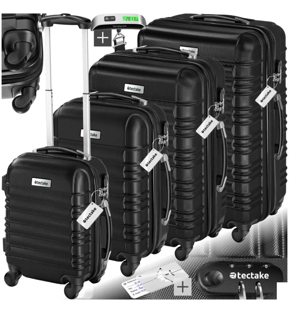Set de valises rigides Mila 4 pièces avec pèse-bagages - noir